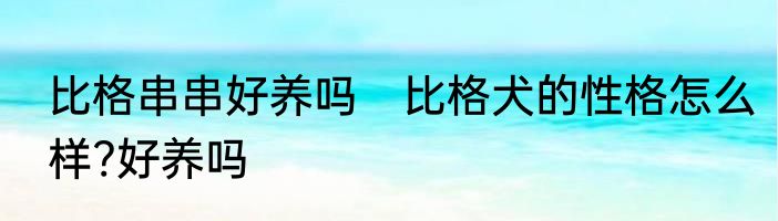 比格串串好养吗　比格犬的性格怎么样?好养吗