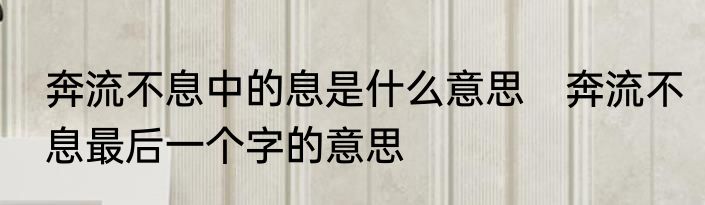 奔流不息中的息是什么意思　奔流不息最后一个字的意思