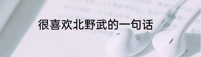 很喜欢北野武的一句话