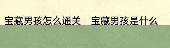 宝藏男孩怎么通关　宝藏男孩是什么