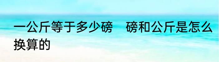 一公斤等于多少磅　磅和公斤是怎么换算的