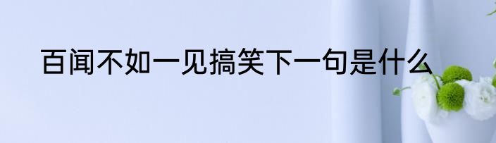 百闻不如一见搞笑下一句是什么