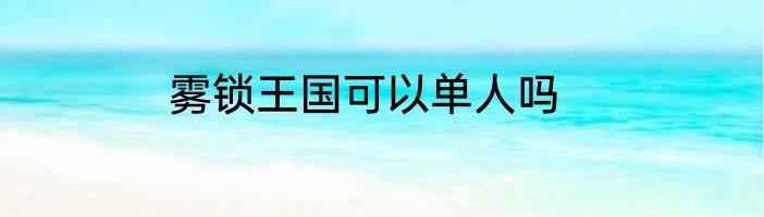 雾锁王国可以单人吗