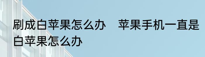 刷成白苹果怎么办　苹果手机一直是白苹果怎么办