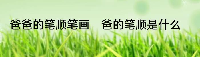 爸爸的笔顺笔画　爸的笔顺是什么