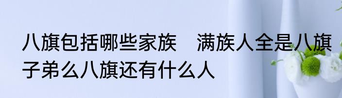 八旗包括哪些家族　满族人全是八旗子弟么八旗还有什么人