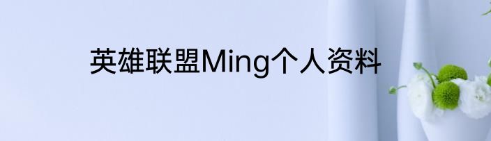 英雄联盟Ming个人资料