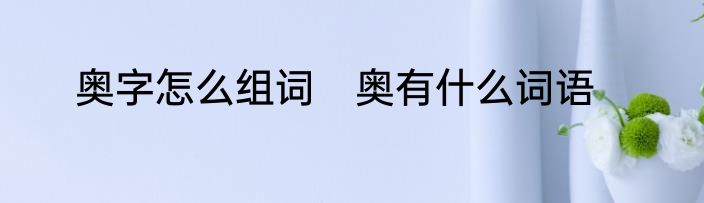奥字怎么组词　奥有什么词语