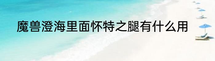 魔兽澄海里面怀特之腿有什么用