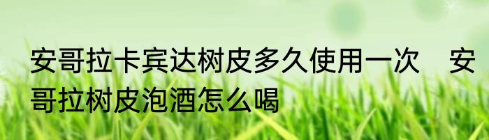 安哥拉卡宾达树皮多久使用一次　安哥拉树皮泡酒怎么喝