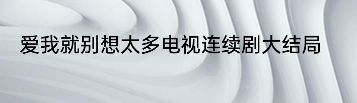 爱我就别想太多电视连续剧大结局