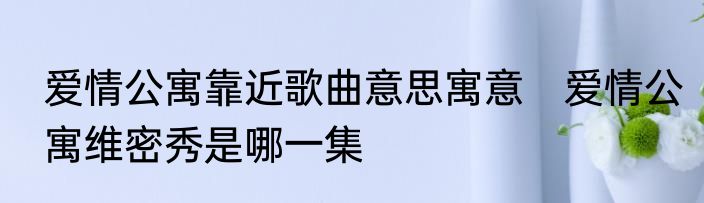 爱情公寓靠近歌曲意思寓意　爱情公寓维密秀是哪一集
