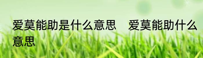 爱莫能助是什么意思　爱莫能助什么意思