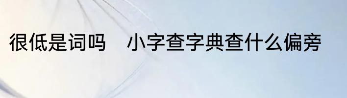 很低是词吗　小字查字典查什么偏旁