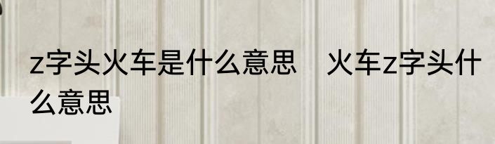 z字头火车是什么意思　火车z字头什么意思