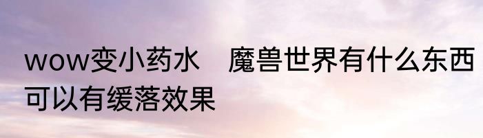 wow变小药水　魔兽世界有什么东西可以有缓落效果
