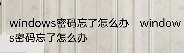 windows密码忘了怎么办　windows密码忘了怎么办
