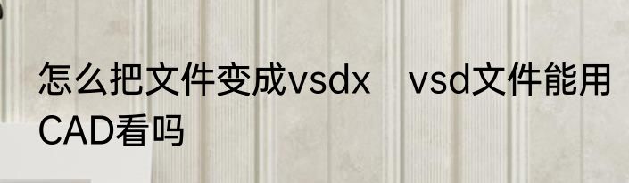怎么把文件变成vsdx　vsd文件能用CAD看吗