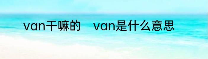van干嘛的　van是什么意思