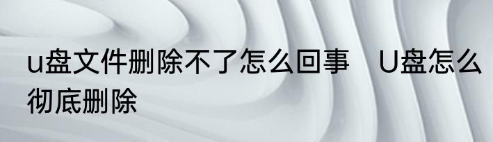 u盘文件删除不了怎么回事　U盘怎么彻底删除