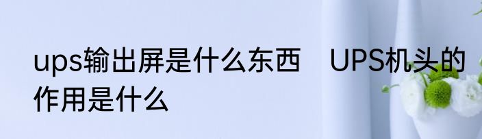 ups输出屏是什么东西　UPS机头的作用是什么