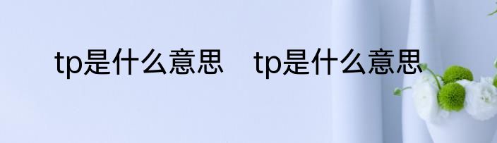 tp是什么意思　tp是什么意思