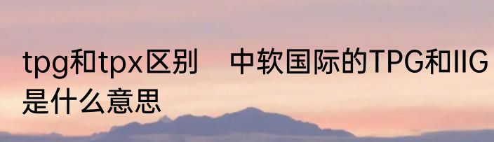 tpg和tpx区别　中软国际的TPG和IIG是什么意思