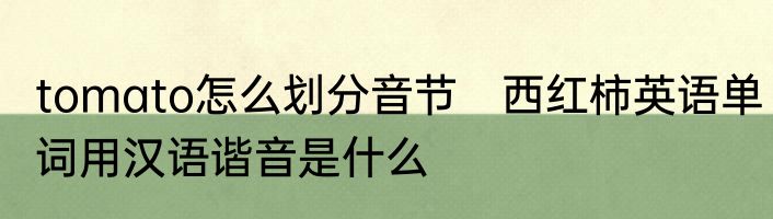 tomato怎么划分音节　西红柿英语单词用汉语谐音是什么