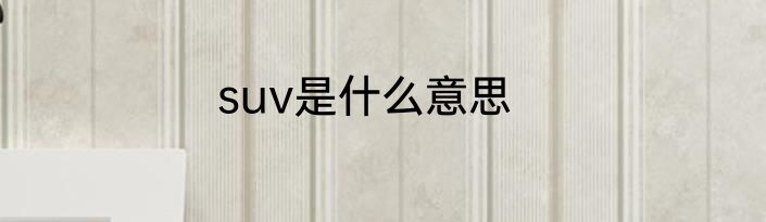 suv是什么意思