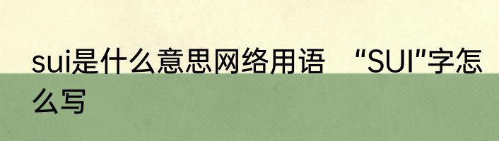 sui是什么意思网络用语　“SUI”字怎么写