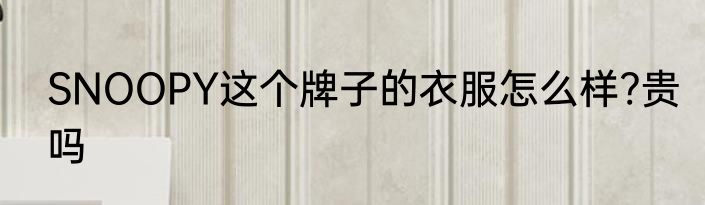 SNOOPY这个牌子的衣服怎么样?贵吗