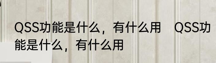 QSS功能是什么，有什么用　QSS功能是什么，有什么用