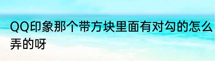 QQ印象那个带方块里面有对勾的怎么弄的呀