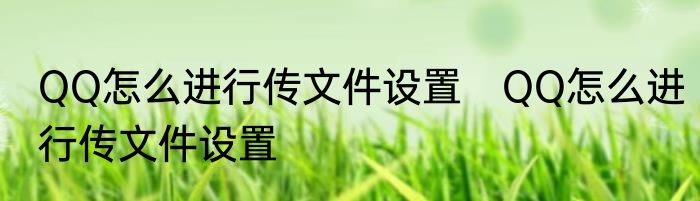 QQ怎么进行传文件设置　QQ怎么进行传文件设置