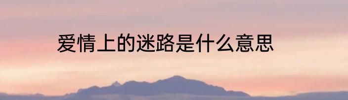 爱情上的迷路是什么意思