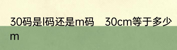 30码是l码还是m码　30cm等于多少m