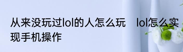 从来没玩过lol的人怎么玩　lol怎么实现手机操作