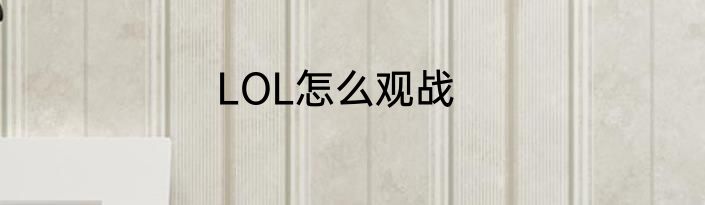 LOL怎么观战