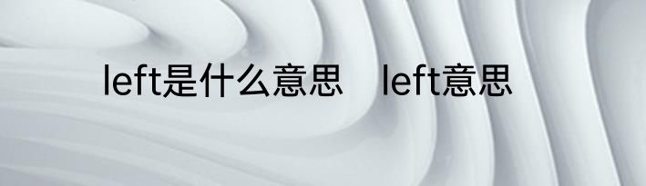 left是什么意思　left意思