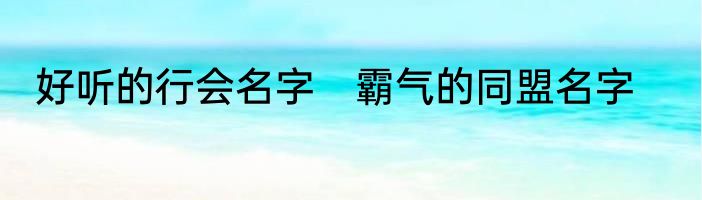 好听的行会名字　霸气的同盟名字