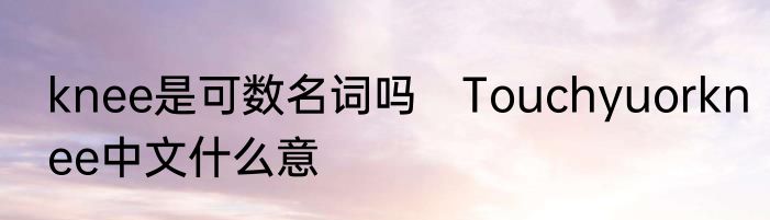 knee是可数名词吗　Touchyuorknee中文什么意