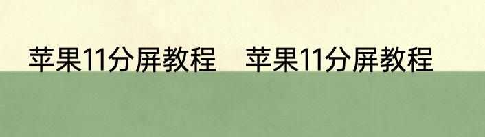 苹果11分屏教程　苹果11分屏教程