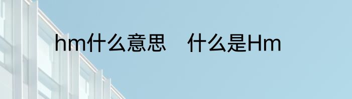 hm什么意思　什么是Hm