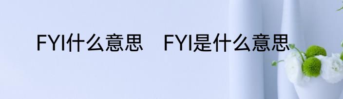 FYI什么意思　FYI是什么意思