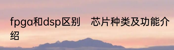 fpga和dsp区别　芯片种类及功能介绍