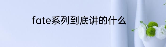 fate系列到底讲的什么