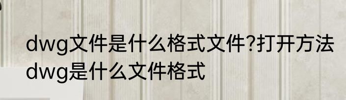 dwg文件是什么格式文件?打开方法　dwg是什么文件格式