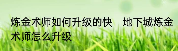 炼金术师如何升级的快　地下城炼金术师怎么升级