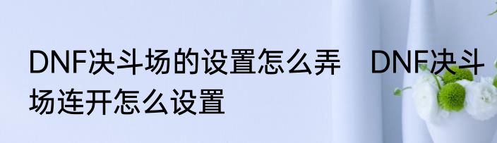 DNF决斗场的设置怎么弄　DNF决斗场连开怎么设置