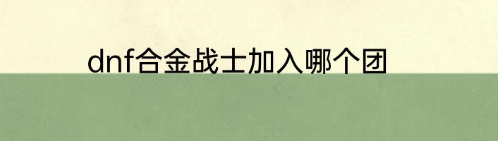 dnf合金战士加入哪个团